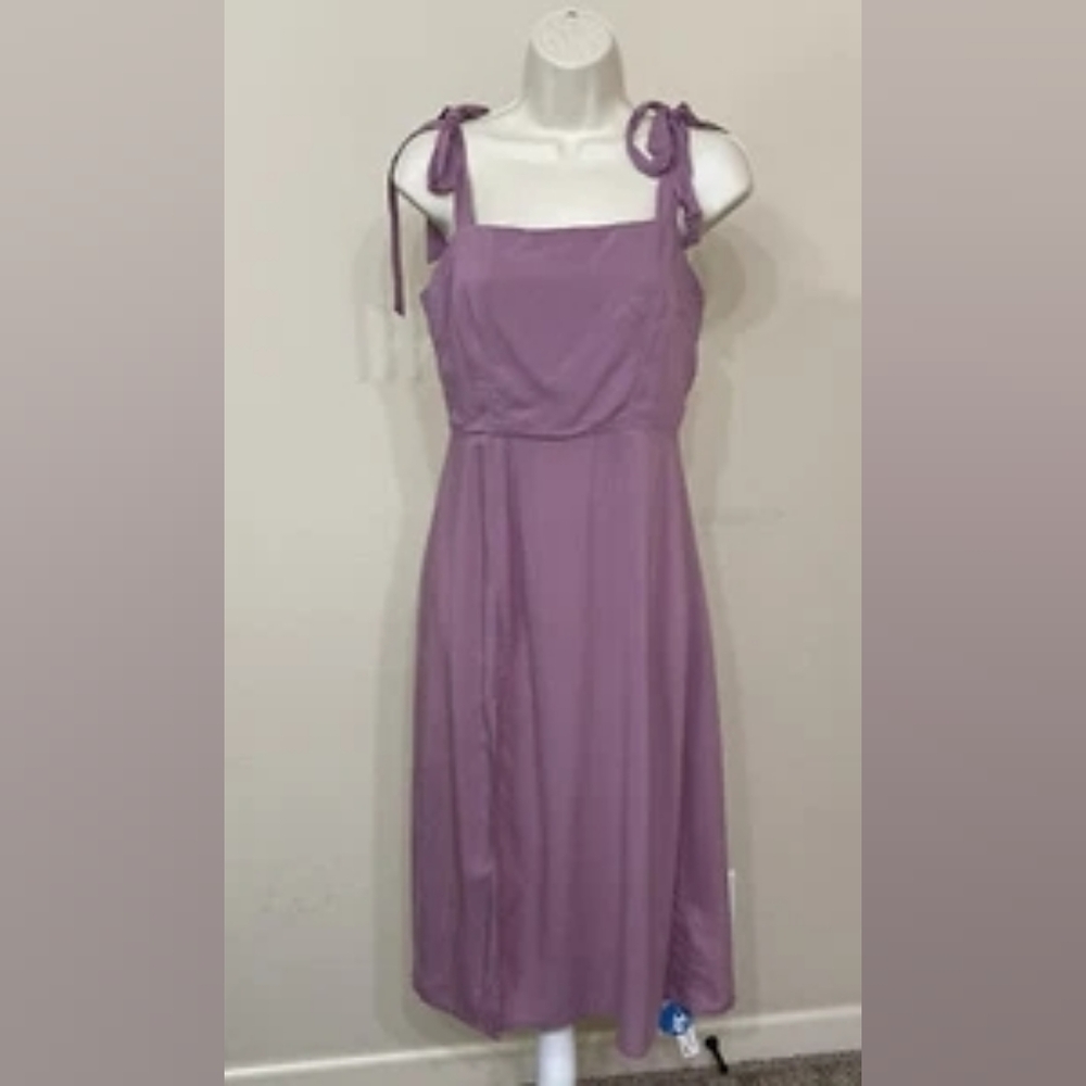Purple Tie-Strap Midi Dress